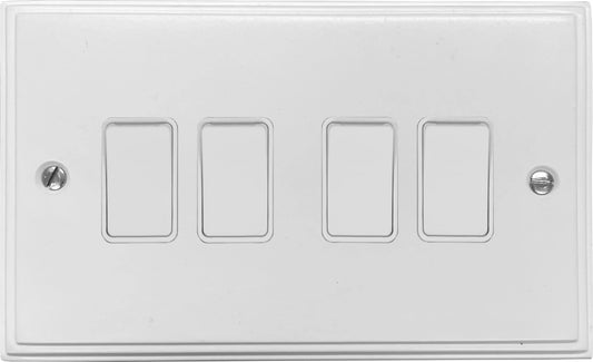 Victorian Flat White 4 Gang Switch