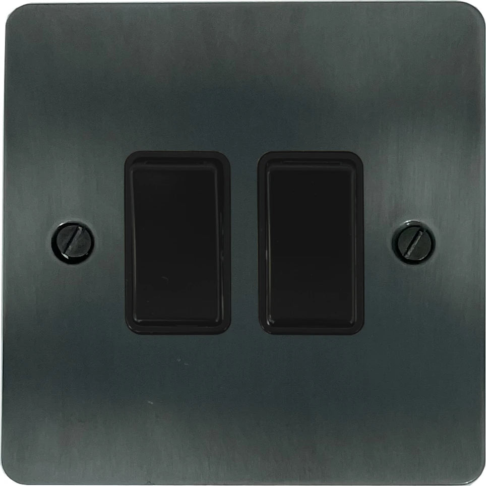 Flat Slate Effect 2 Gang Switch