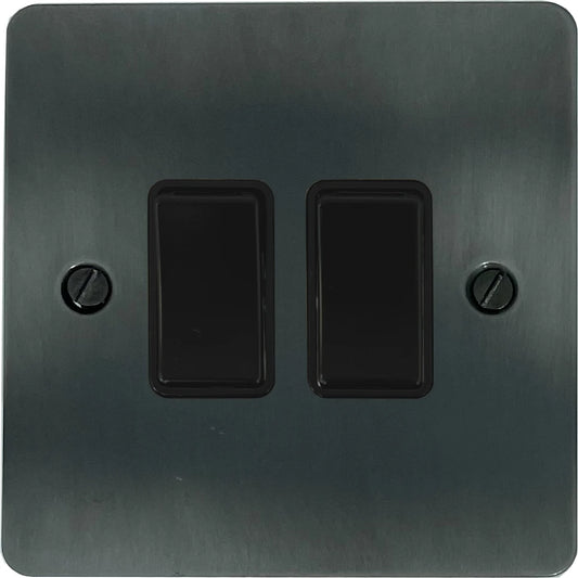 Flat Slate Effect 2 Gang Switch