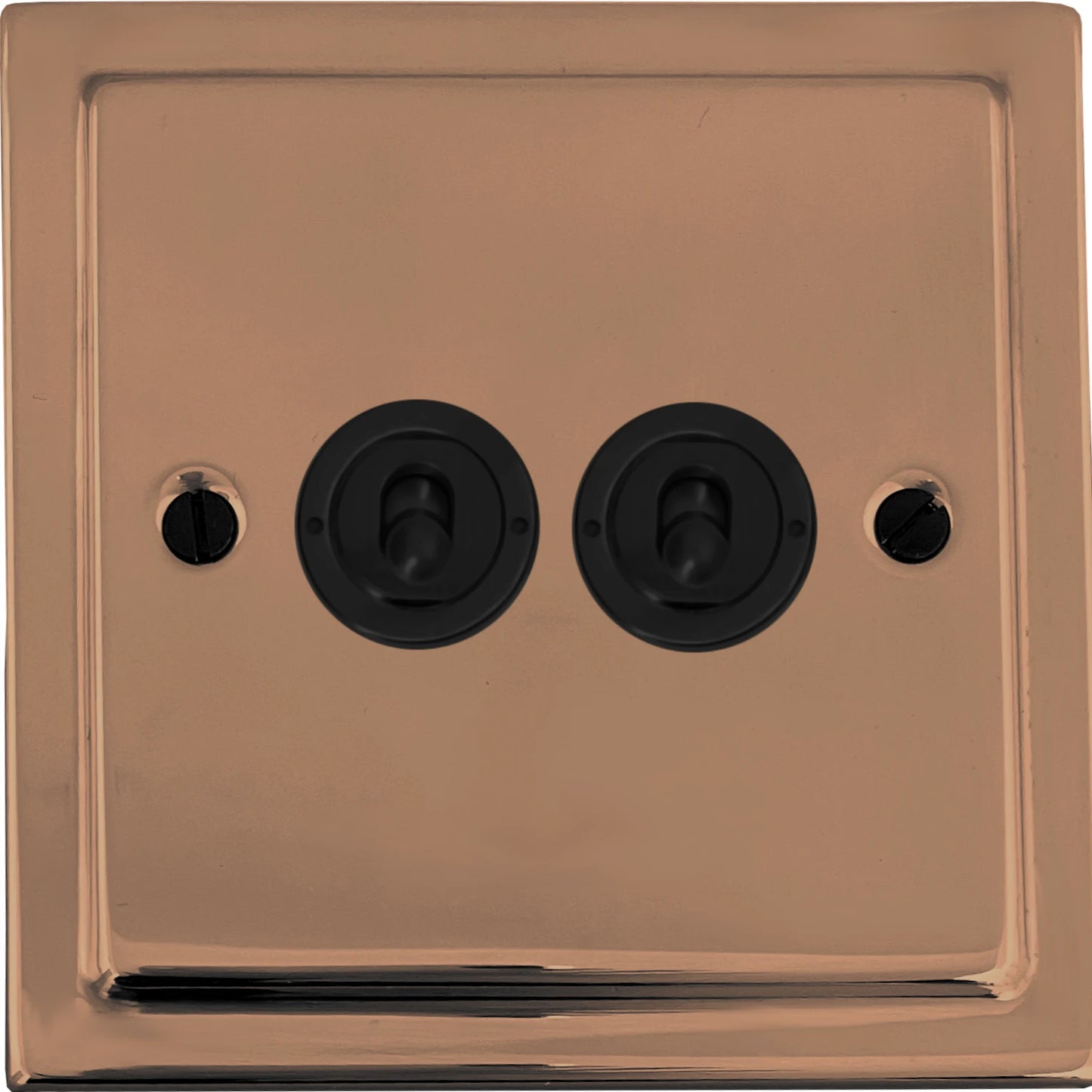 Victorian Bright Copper 2 Gang Toggle (Flat Black Toggle)