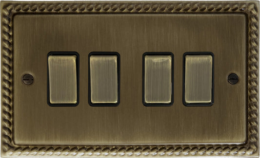 Georgian Antique Brass 4 Gang Switch (Brass Switches)