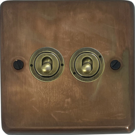Contour Tarnished Copper 2 Gang Toggle