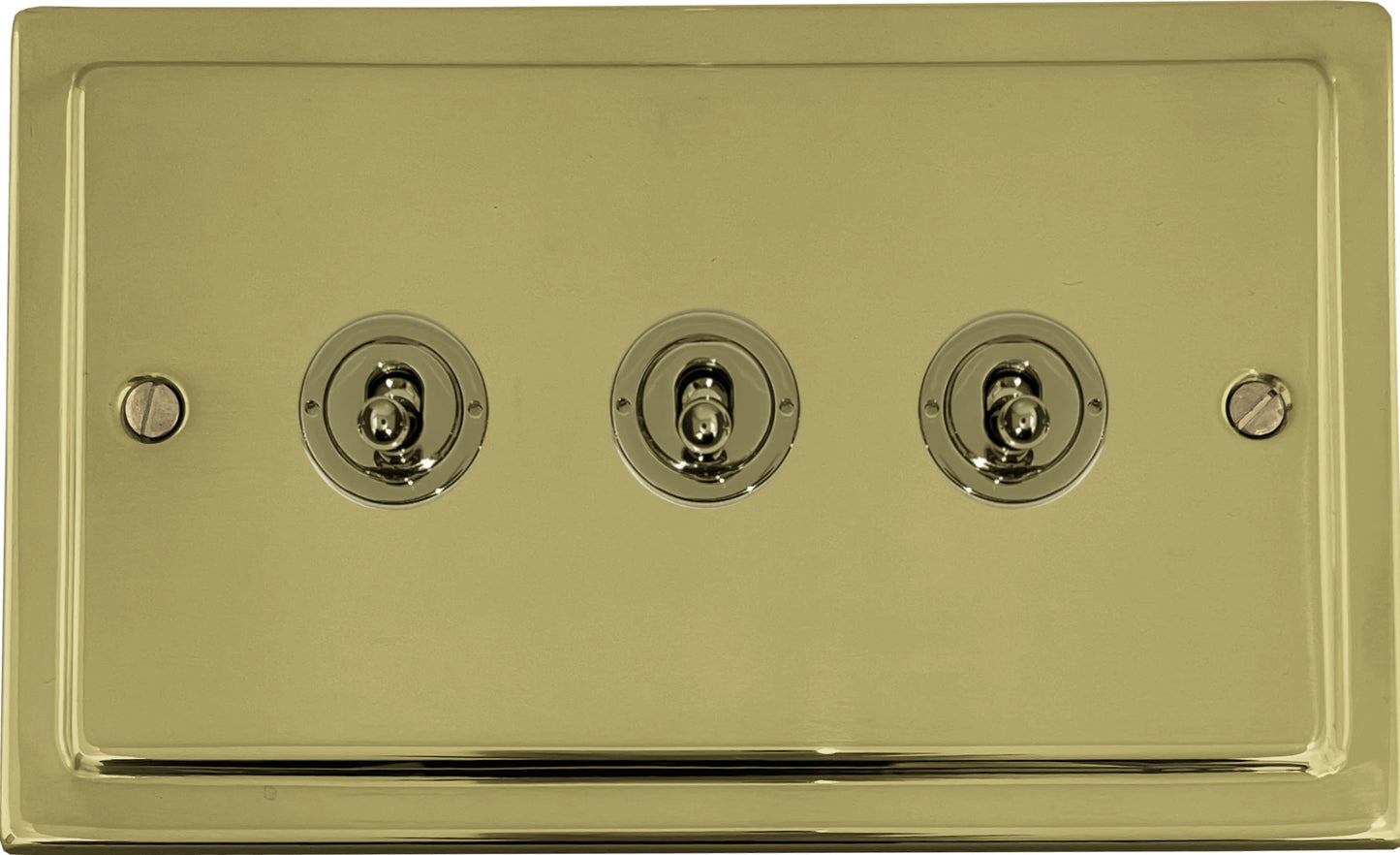 Victorian Polished Brass 3 Gang Toggle Switch