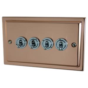 Victorian Polished Copper 4 Gang Toggle (Polished Chrome Toggle)