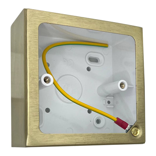 Single Satin Brass Pattress Box (44mm)