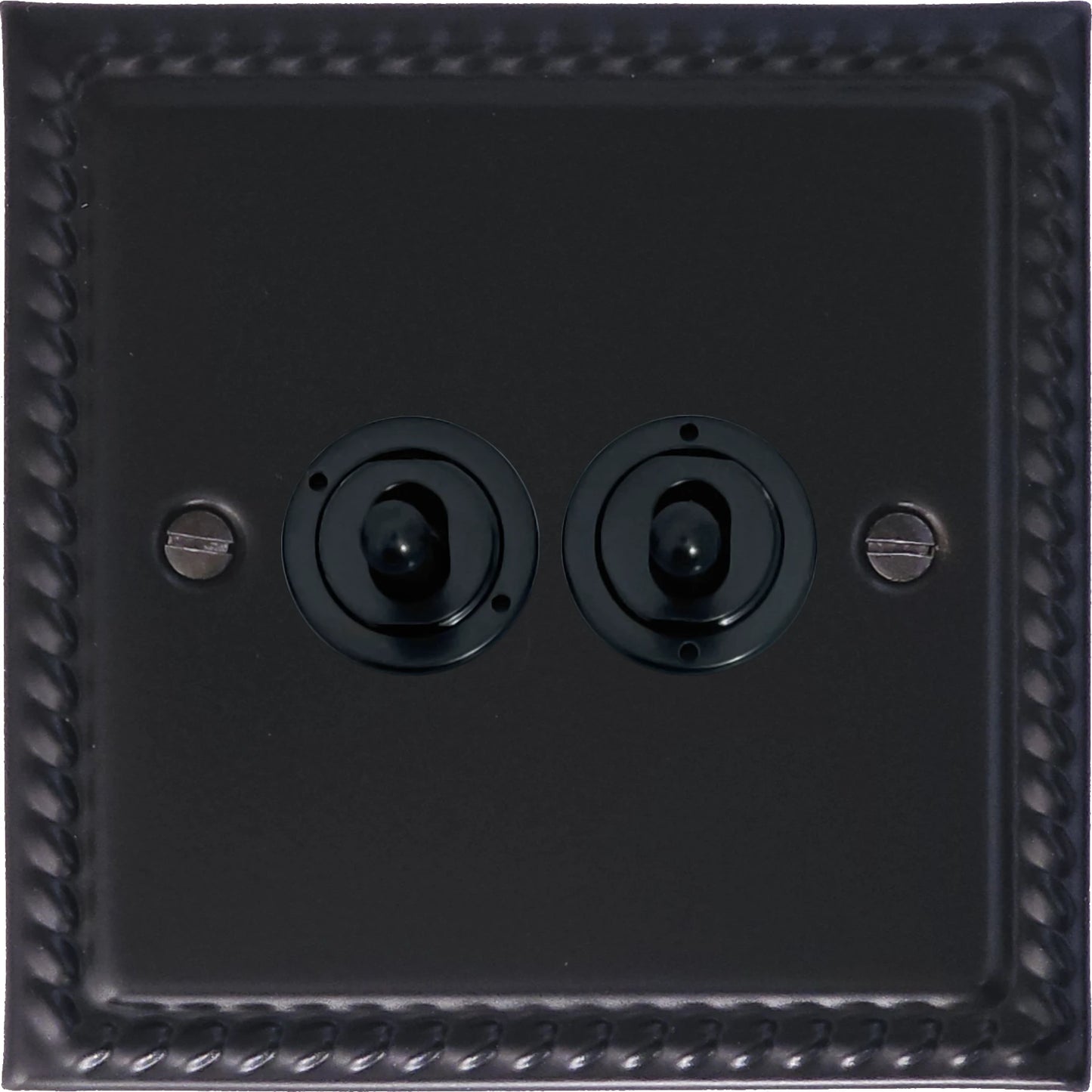 Georgian Flat Black 2 Gang Toggle Switch (Flat Black Toggle)