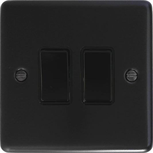 Contour Flat Black 2 Gang Switch (Black Switches)