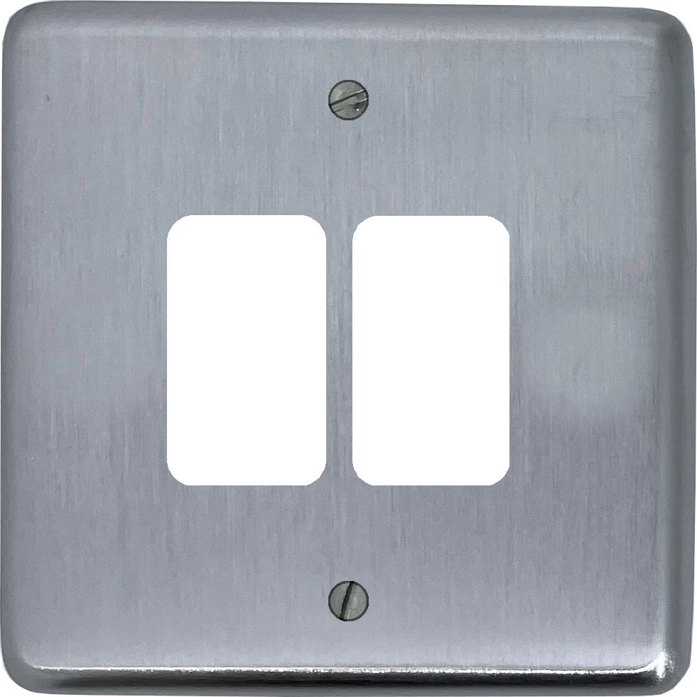 Contour Satin Chrome 2 Gang Grid Plate