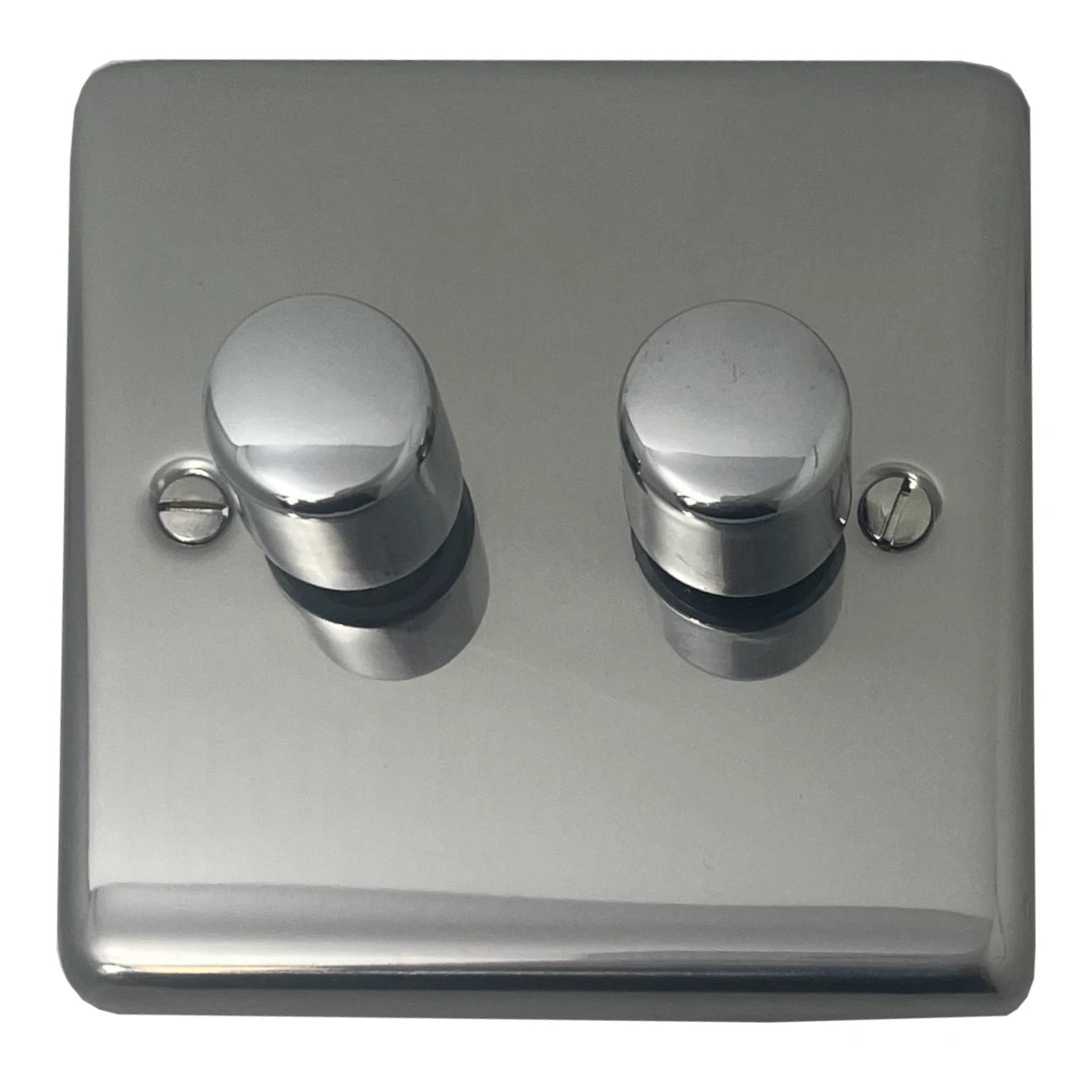 Contour Polished Steel 2 Gang LED Dimmer
