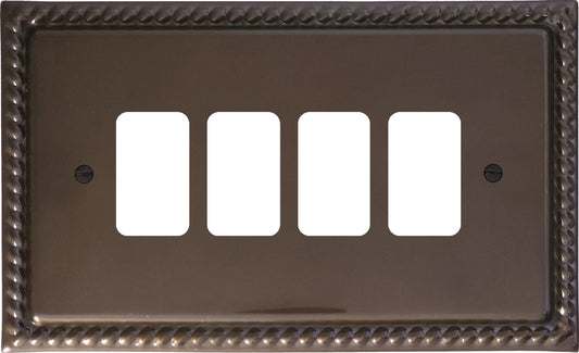 Georgian Medium Bronze 4 Gang Grid Plate