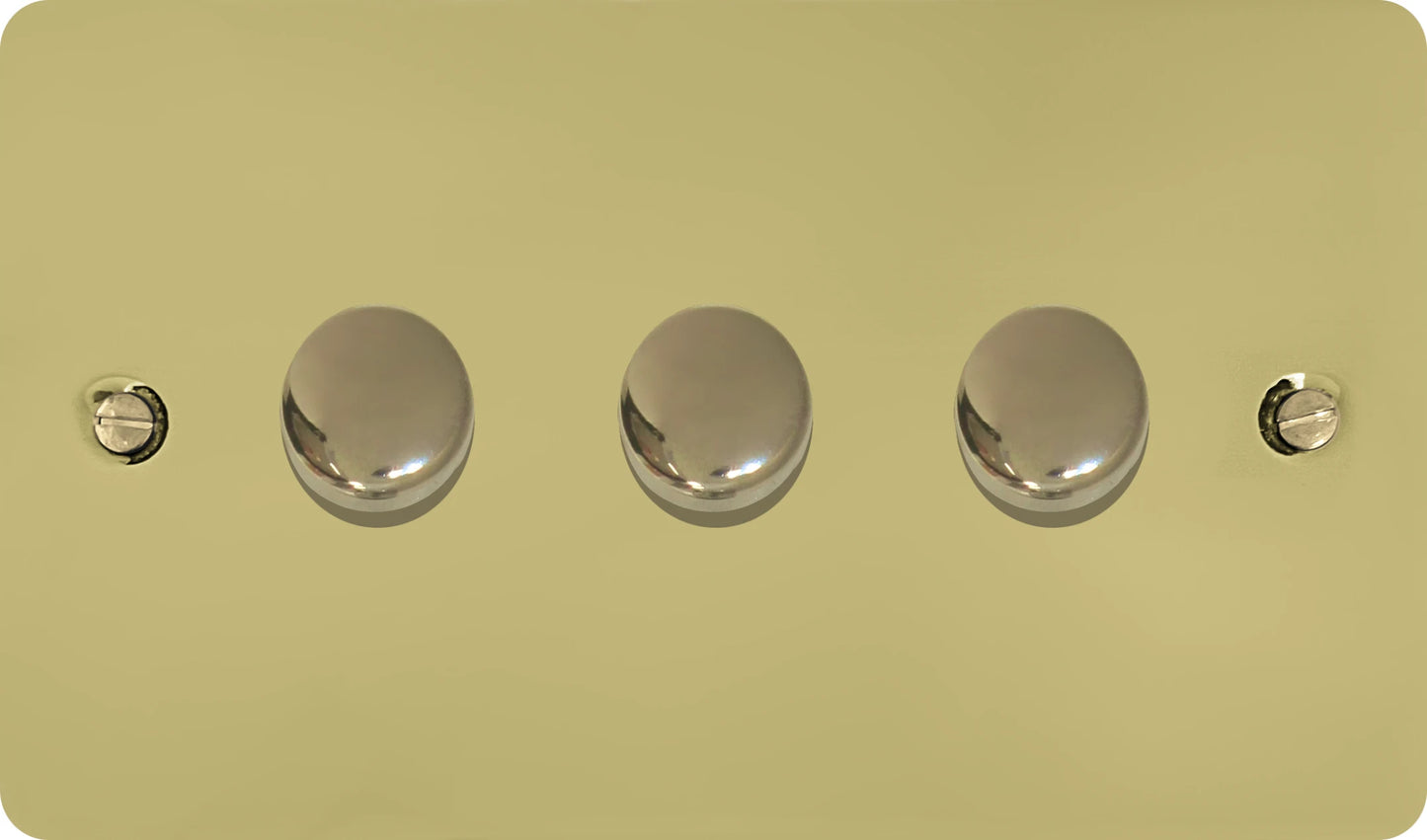 Flat Polished Brass 3 Gang LED Dimmer
