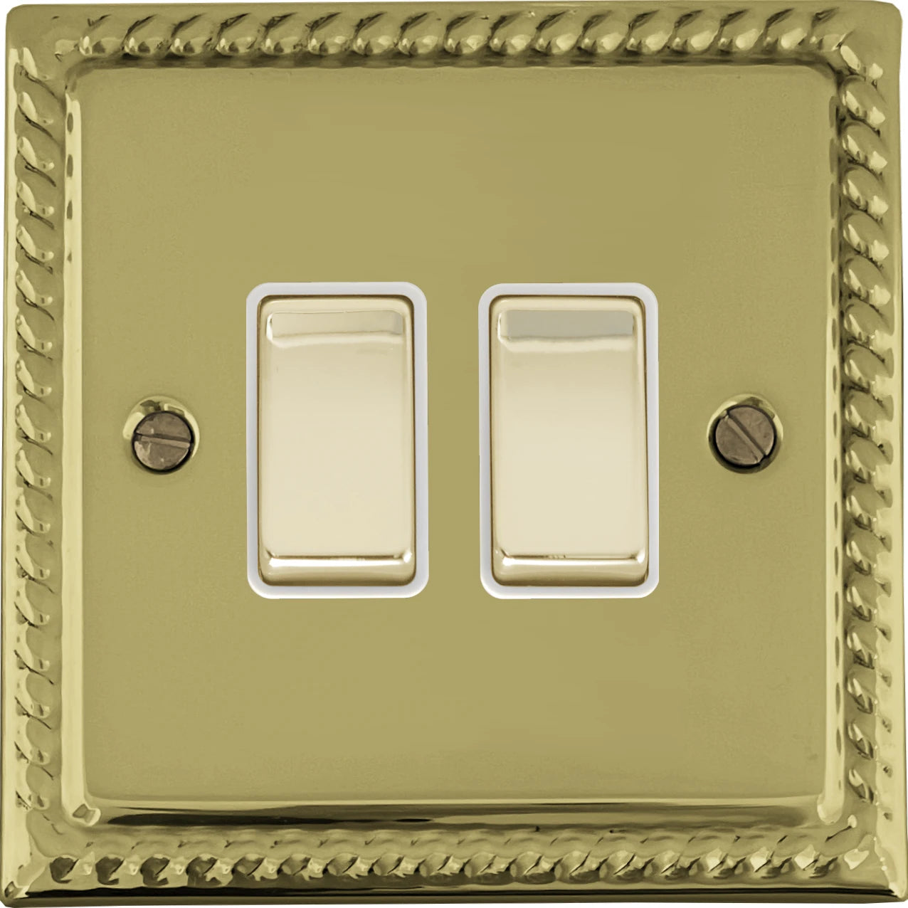 Georgian Polished Brass 2 Gang 2 Way Switch