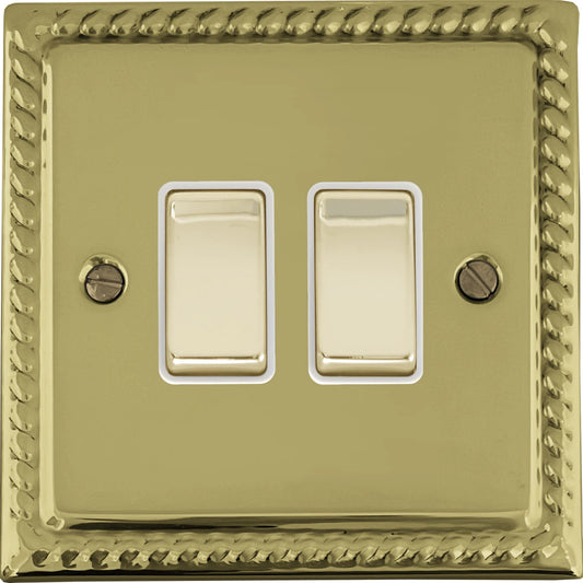 Georgian Polished Brass 2 Gang 2 Way Switch