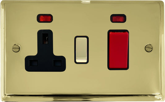 Deco Polished Brass 45 Amp Dp Switch & 13 A Socket