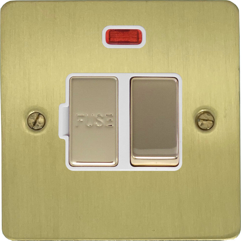 Flat Satin Brass Switch Fused Spur & Neon