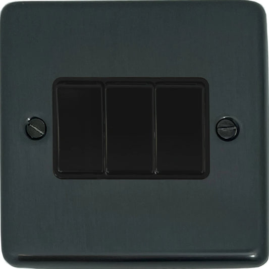 Contour Black Bronze 3 Gang Switch