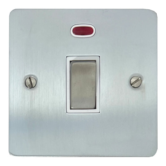 Flat Satin Chrome 20A Dp Switch + Neon