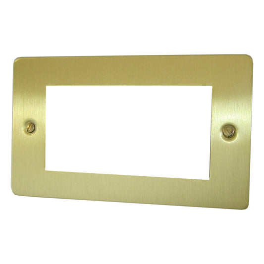 Flat Satin Brass 4 Gang Mod Plate & Frame