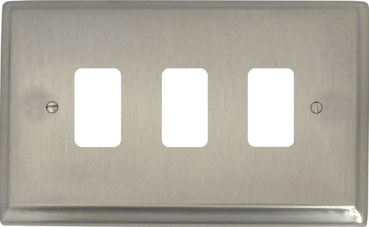 Deco Satin Nickel 3 Gang Grid Plate