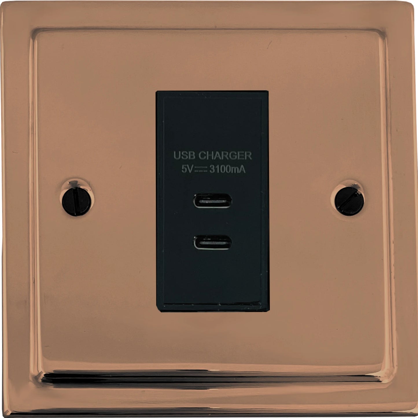 Trimline Polished Copper 1 Gang  2 x USB-C