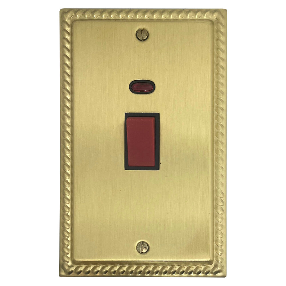 Georgian Satin Brass 45 Amp Dp Switch & Neon L/Plate
