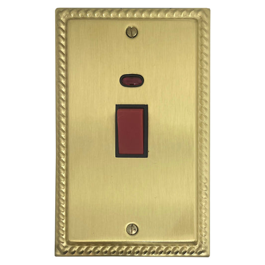 Georgian Satin Brass 45 Amp Dp Switch & Neon L/Plate
