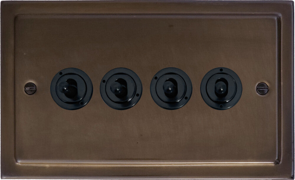Victorian Medium Bronze 4 Gang Toggle (Flat Black Toggle)