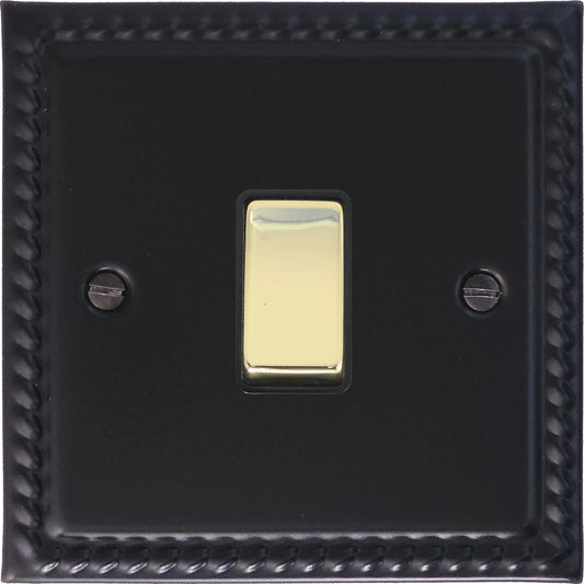 Georgian Flat Black Intermediate Switch (Brass Switch)