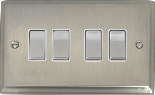 Deco Satin Nickel 4 Gang Switch