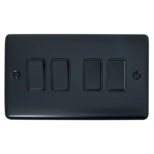 Basics Matt Black 4 Gang Light Switch