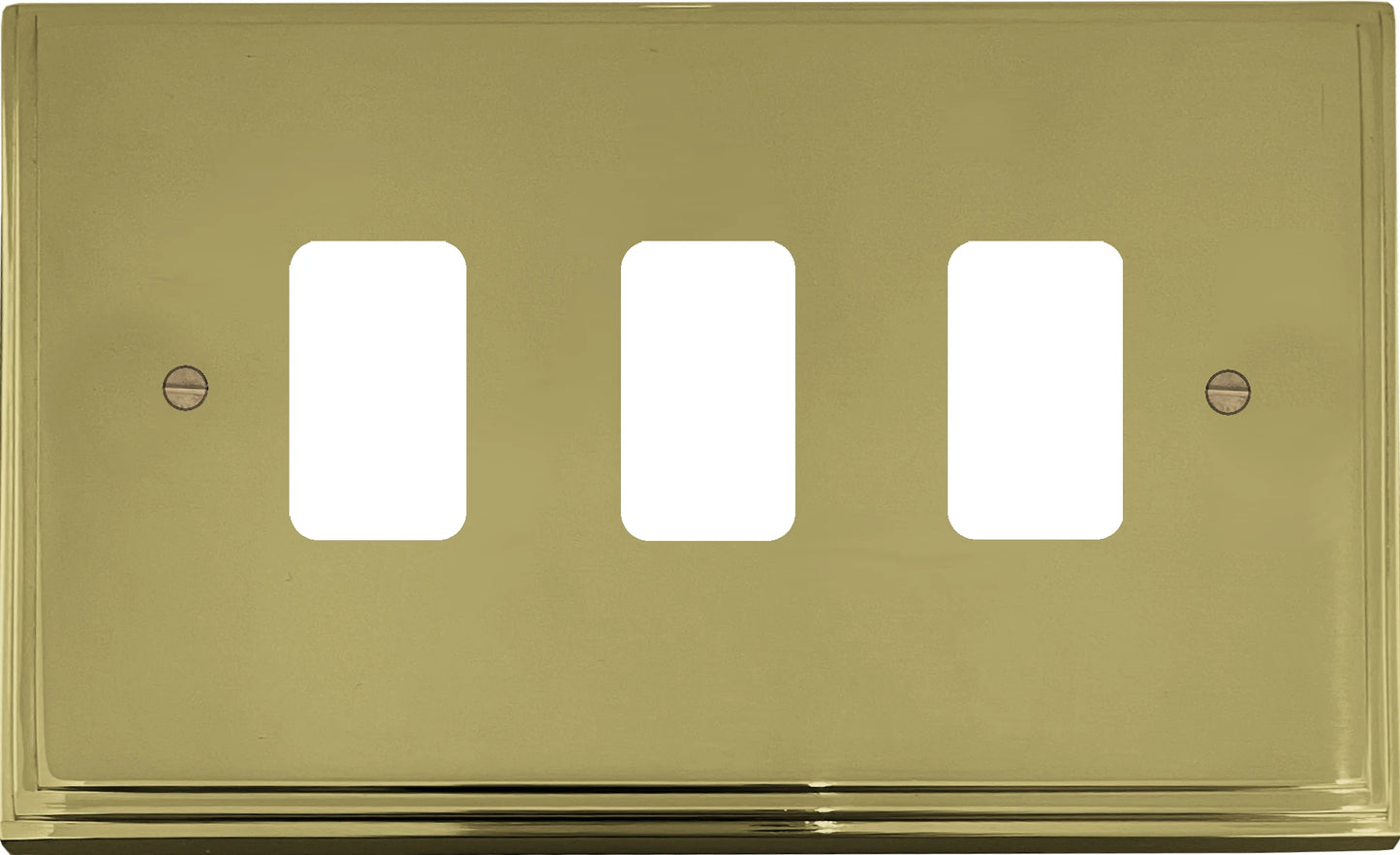 Victorian Polished Brass 3 Gang Grid Plate