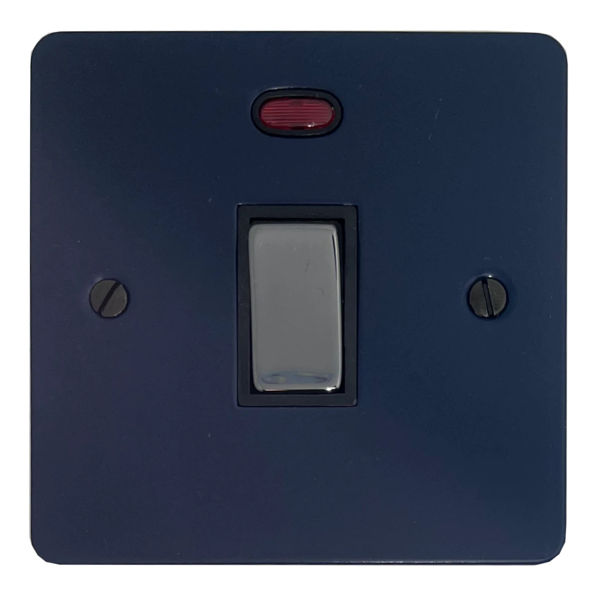 Flat Blue 20 Amp DP Switch (Black Nickel Switches/Black Inserts)