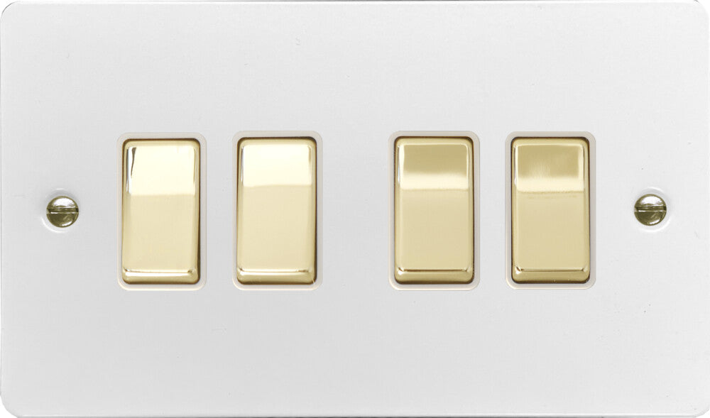 Flat White 4 Gang 2 Way Switch