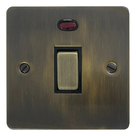 Flat Antique Brass 20 Amp DP Switch (Brass Switch)