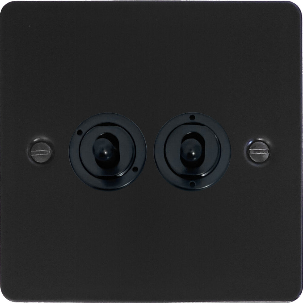 Flat Black 2 Gang Toggle Switch (Flat Black Toggle)