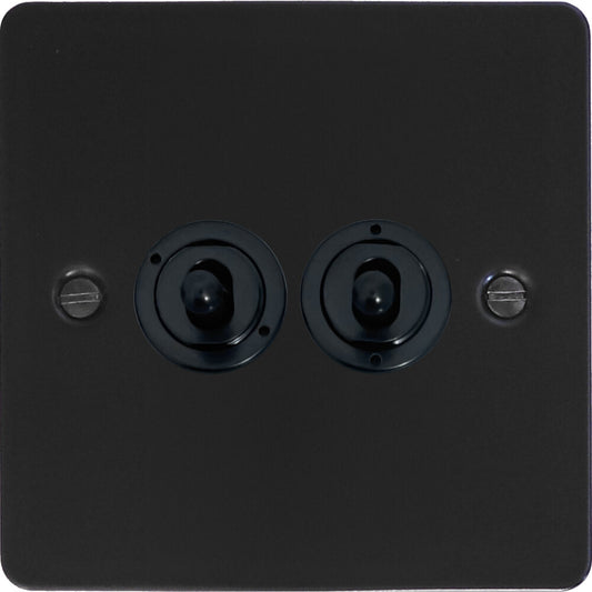 Flat Black 2 Gang Toggle Switch (Flat Black Toggle)