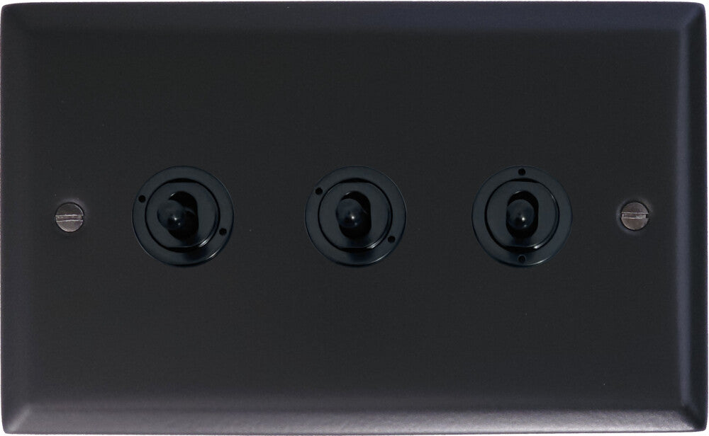 Spectrum Flat Black  3 Gang Toggle Switch (Flat Black Toggle)