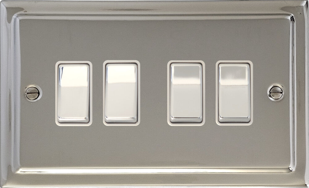 Victorian Polished Nickel 4 Gang 2 Way Switch