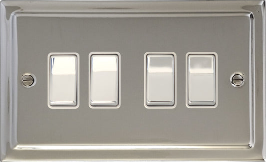 Victorian Polished Nickel 4 Gang 2 Way Switch