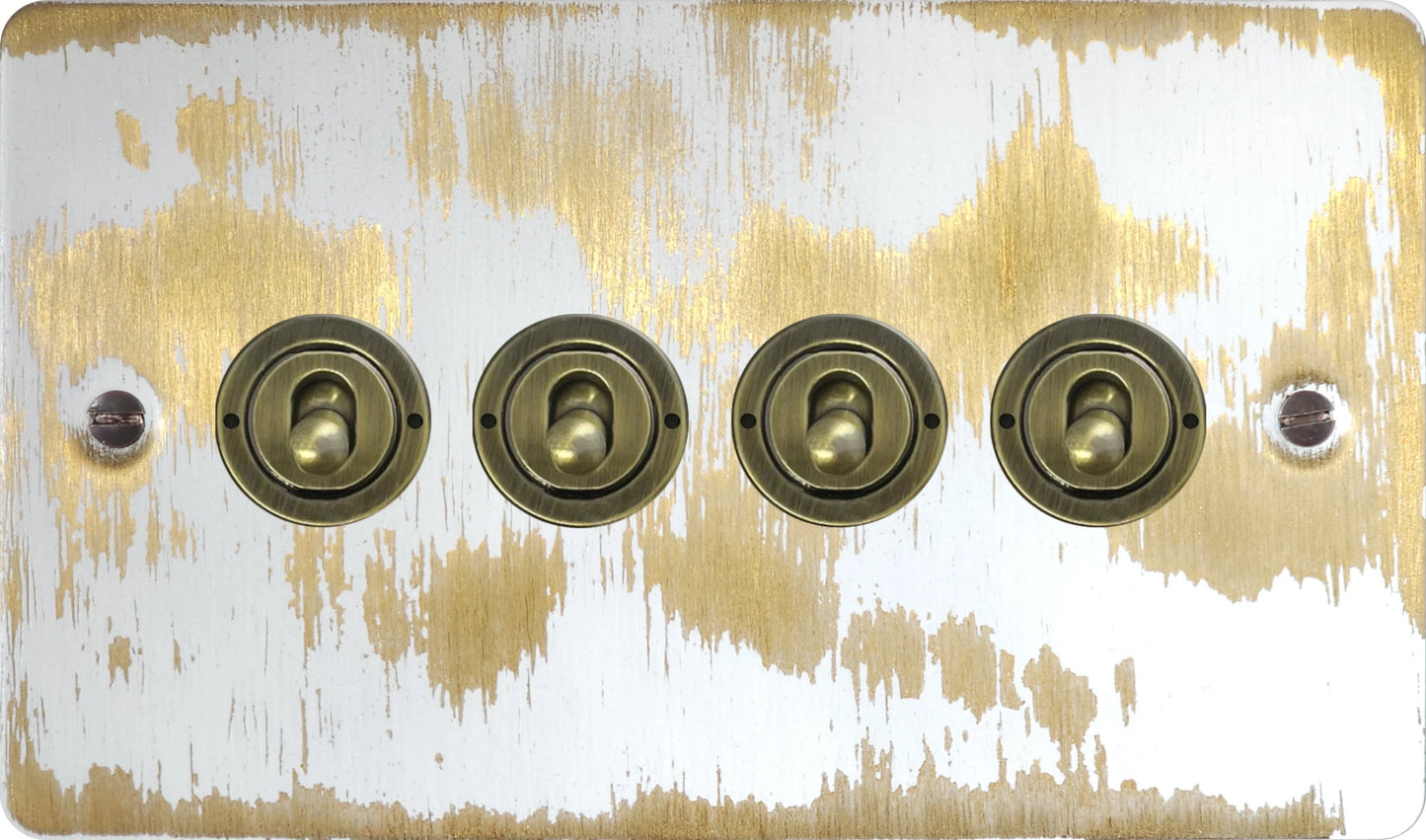 Flat Dover Bronze 4 Gang Toggle (Antique Brass Toggle)