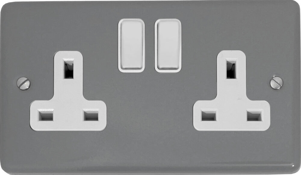 Contour Light Grey 2 Gang Switched Socket