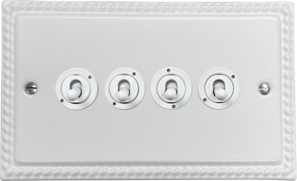 Georgian Flat White 4 Gang Toggle (White Toggle)