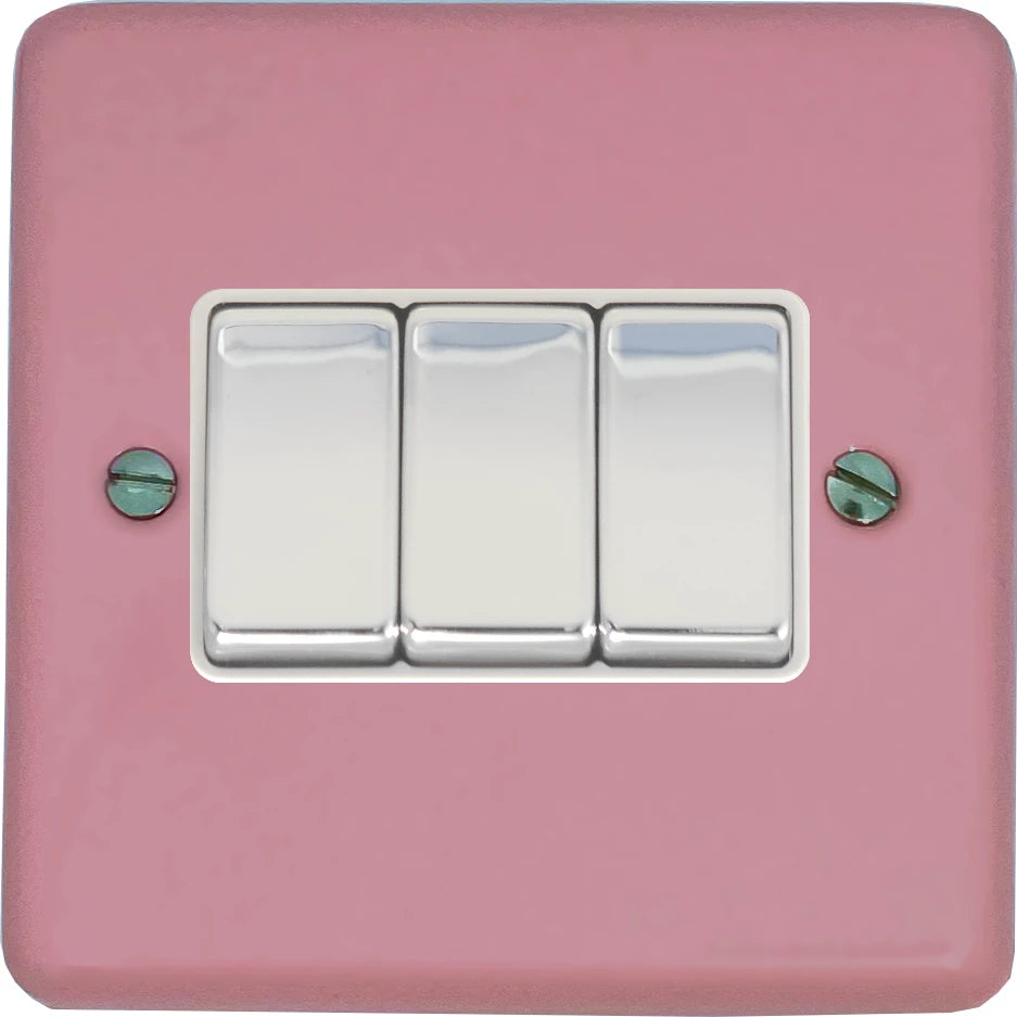 Contour Pink 3 Gang 2 Way Switch