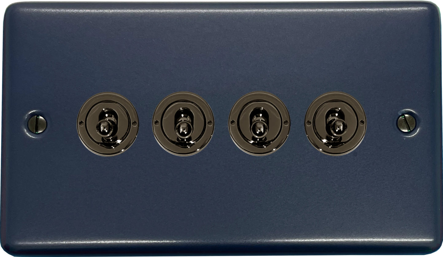 Contour Blue 4 Gang Toggle Switch (Black Nickel Toggle)
