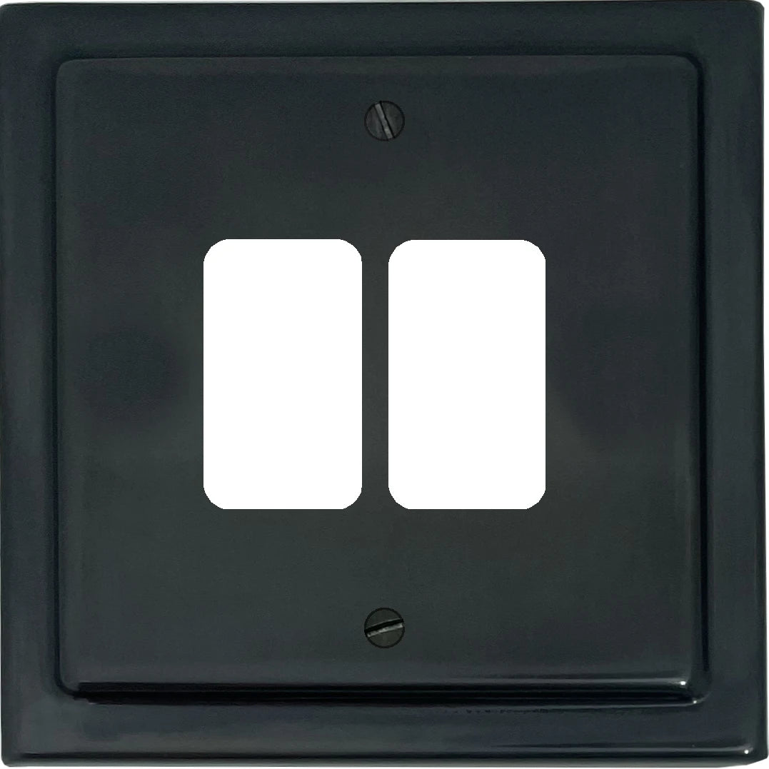 Victorian Black Bronze 2 Gang Grid Plate