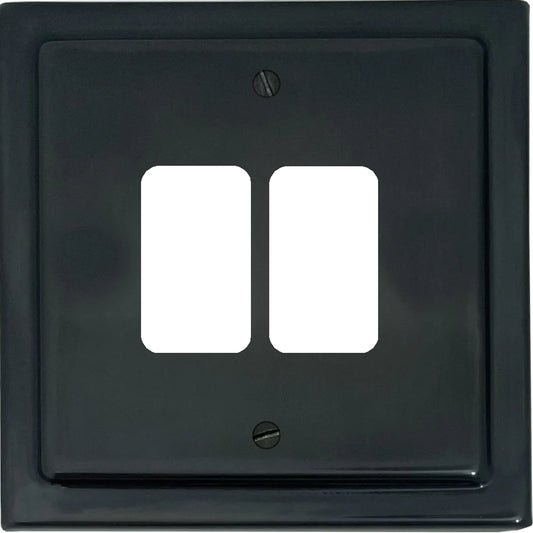 Victorian Black Bronze 2 Gang Grid Plate