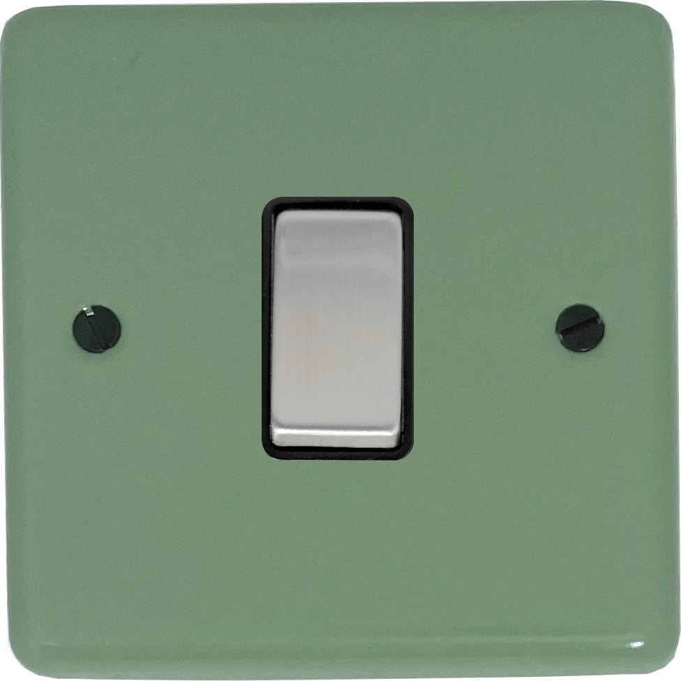 Classic Sage Green 1 Gang Switch (Satin Chrome Switch/Black Insert)