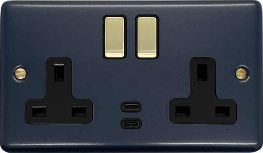 Contour Blue Contour 2 Gang Socket USBC