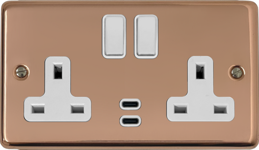 Contour Bright Copper 2 Gang USBC Socket