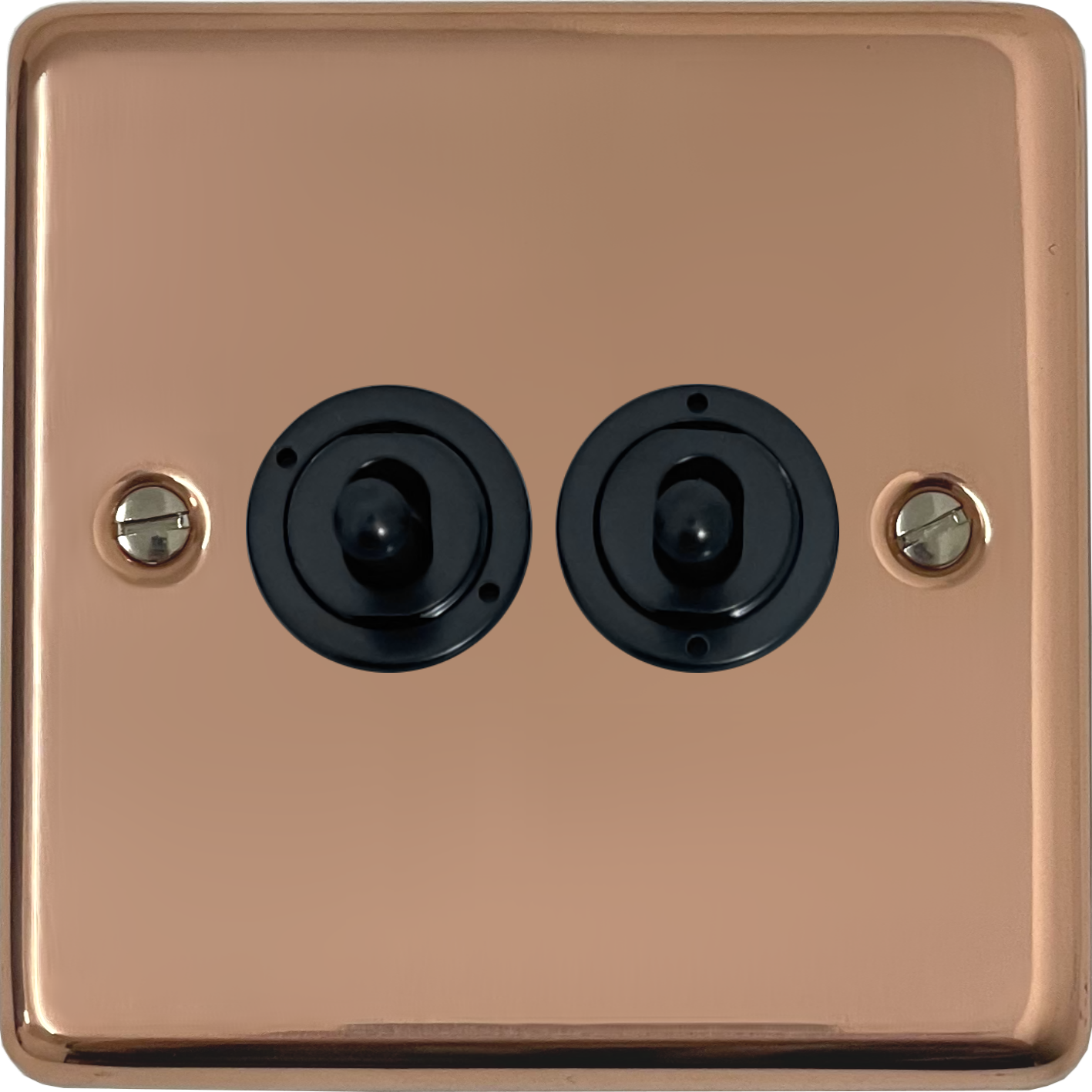 Contour Bright Copper 2 gang Toggle (Matt Black Toggles)